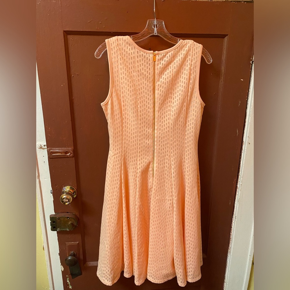 CALVIN KLEIN BLUSH PINK SLEEVELESS A-LINE DRESS WITH SOLID INTERIOR LINING - Picture 2 of 12